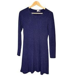 Gap Women's Long Sleeve sz Small Navy Ribbed Dress Midi Swing Stretch